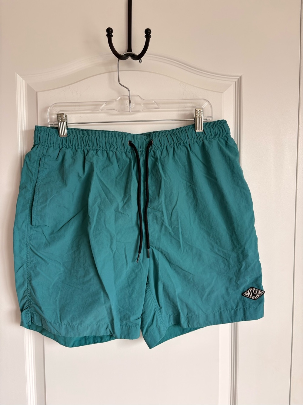 PacSun Teal Swim Trunks with Black Drawstring